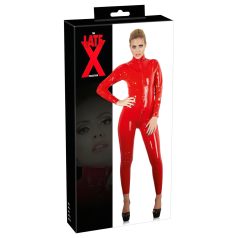 LATEX - dames catsuit met lange mouwen - rood - S