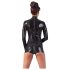 LATEX - dames catsuit - open kruis - lange mouwen - zwart - L