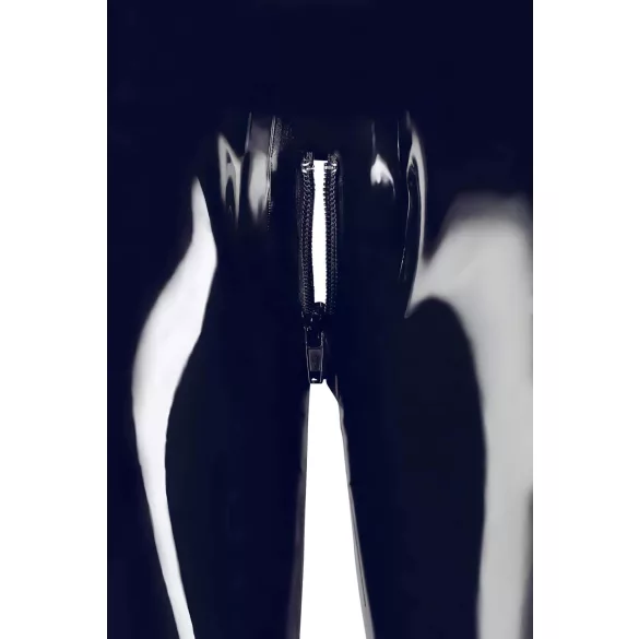 Latex legging met rits (zwart) - M