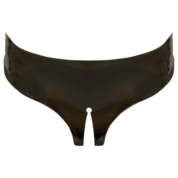 LATEX - vrouwenslip met open kruis - zwart (S-L)