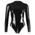 LATEX - damesbody met lange mouwen - zwart