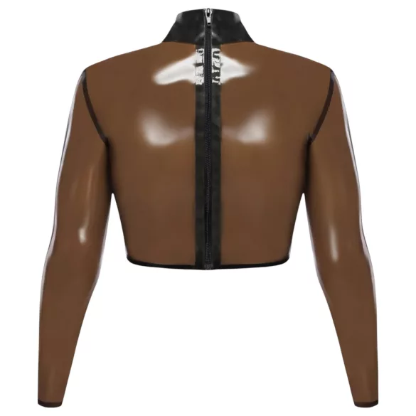 Late X transparante latex top (transparant-zwart)