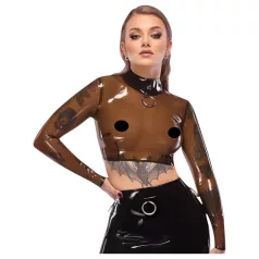 Late X transparante latex top (transparant-zwart) - L