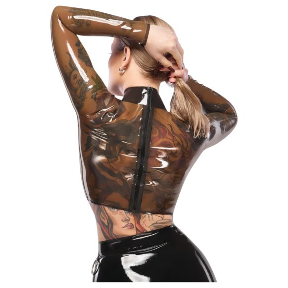 LATEX - latex top - doorschijnend - zwart - L