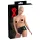 Latex damesstring met condoom (zwart) - L