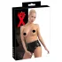 Latex damesstring met condoom (zwart) - L
