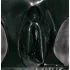 Latex damesstring met condoom (zwart) - L