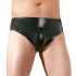 LATEX - herenslip met interne penis en anaal dildo (zwart) - XL