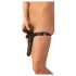 Latex slip met externe en interne dildo (zwart, S-L)