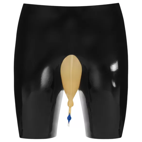 LATEX - latex plasbroekom met aftapkraantje (zwart)