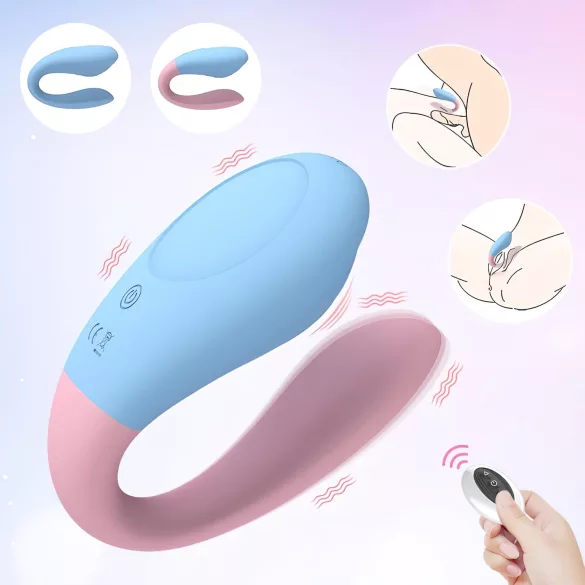 Mrow 03 - oplaadbare waterdichte duo vibrator - blauw/roze