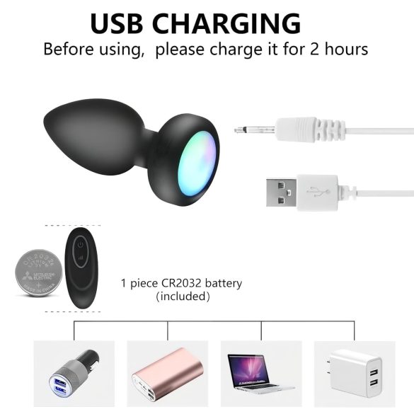 Mrow - anaal vibrator met verlichting en afstandsbediening - zwart