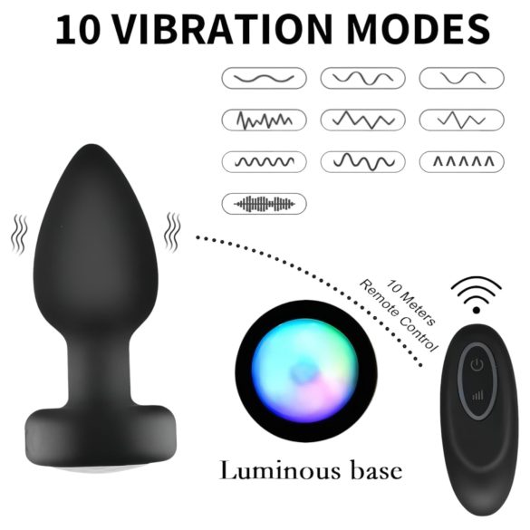 Mrow - anaal vibrator met verlichting en afstandsbediening - zwart