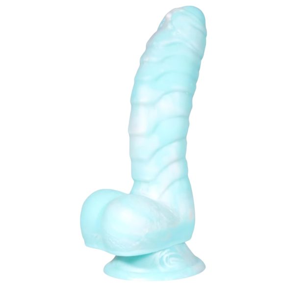 OgazR Zeeserpentijn - geribbelde dildo - 17 cm (blauw-wit)