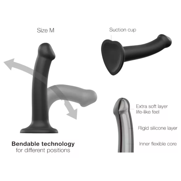 Strap-on-me - dubbel dildo - dubbel gelaagd - zwart