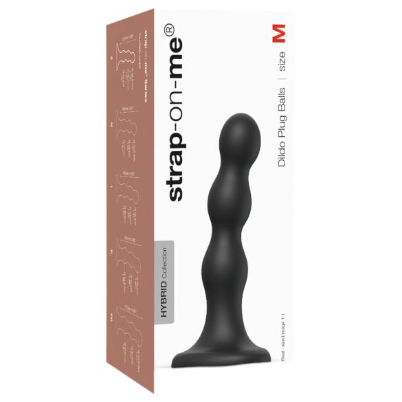 Strap-on-me Balls M - zwarte balvormige dildo met zuignap