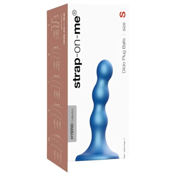Strap-on-me - dildo met ballen en zuignap - siliconen - blauw - S