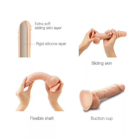 Strap-on-me M - dubbellaagse dildo met zuignap (huidskleur)