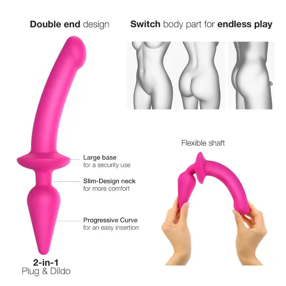 Strap-on-me Switch Semi-Realistic L - 2-in-1 siliconen dildo (roze)