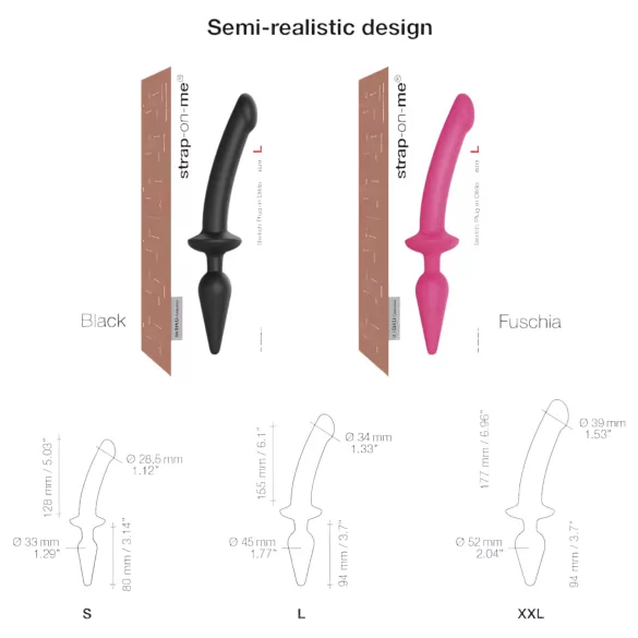 Strap-on-me Switch Semi-Realistic L - 2-in-1 siliconen dildo (roze)