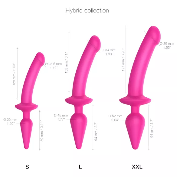 Strap-on-me Switch Semi-Realistic L - 2-in-1 siliconen dildo (roze)
