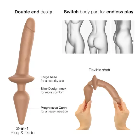 Strap-on-me Switch Realistic S - 2-in-1 siliconen dildo (natuurlijk)