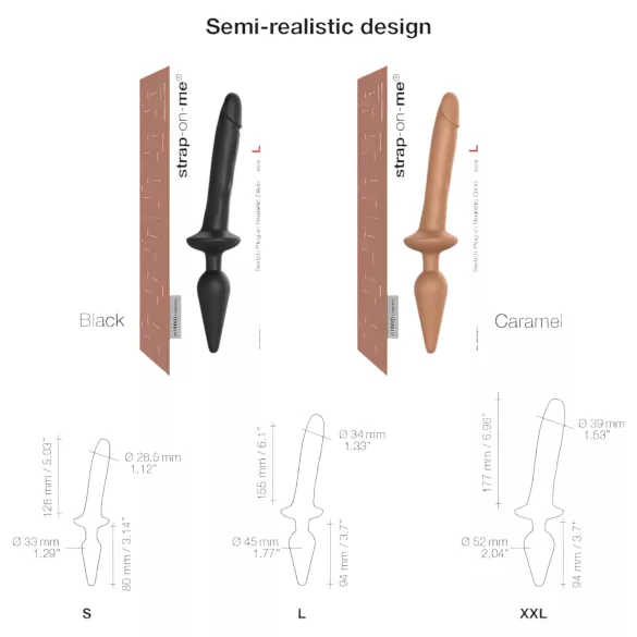 Strap-on-me Switch Realistic S - 2-in-1 siliconen dildo (natuurlijk)