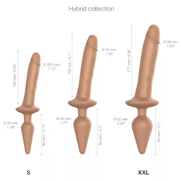 Strap-on-me Switch Realistic S - 2-in-1 siliconen dildo (natuurlijk)