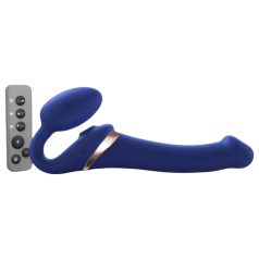 Strap-on-me M - opzetbare, luchtgolvende vibrator (blauw)