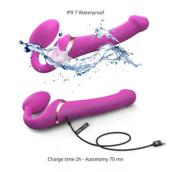 Strap-on-me - strap-on vibrator met luchtdrukstimulatie - siliconen - roze - M