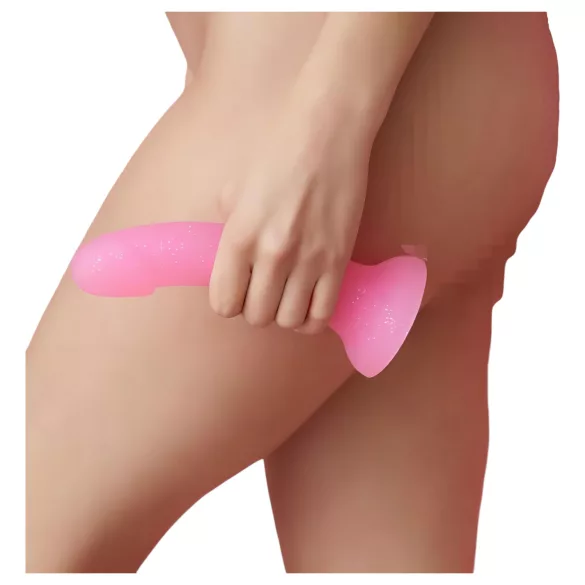 Dildolls Glitzy - zuignap siliconen dildo (roze)