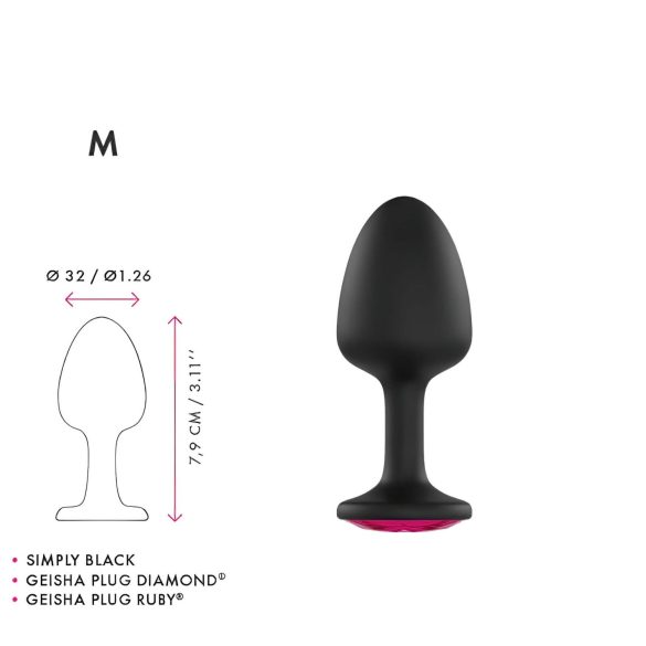 Dorcel - anale plug met roze steen - siliconen - zwart - maat M