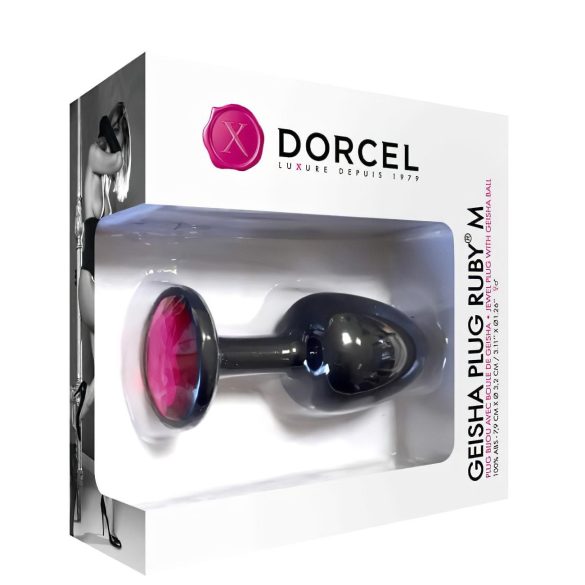 Dorcel - anale plug met roze steen - siliconen - zwart - maat M