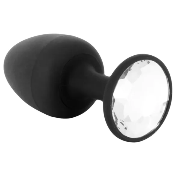 Dorcel Geisha Plug Diamond L - zwarte anaalplug met witte steen