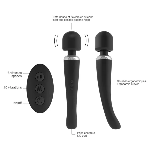 Dorcel Megawand - oplaadbare wand vibrator - zwart