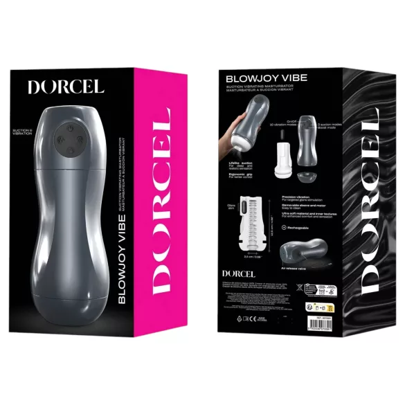 Dorcel Blowjoy Vibe - zuigende en vibrerende oplaadbare masturbator (grijs)