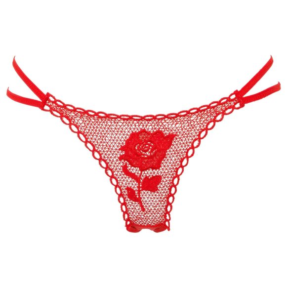 Panty Rose - string slip met rozensteel - rood - S/L