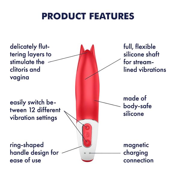 Satisfyer Power Flower - vibrator - oplaadbaar en waterdicht - rood