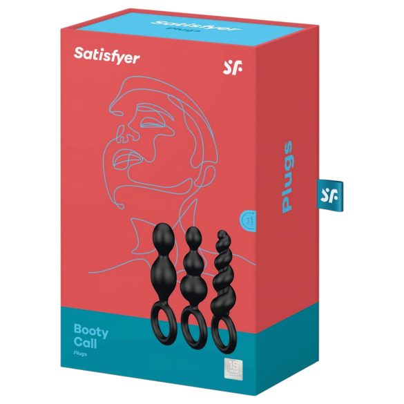 Satisfyer Booty Call - anaal plug set - siliconen - zwart - 3 stuks