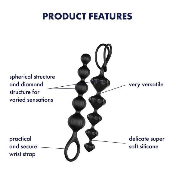 Satisfyer Love Beads - anale kralen set - siliconen - zwart