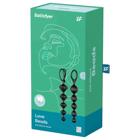 Satisfyer Love Beads - anale kralen set - siliconen - zwart