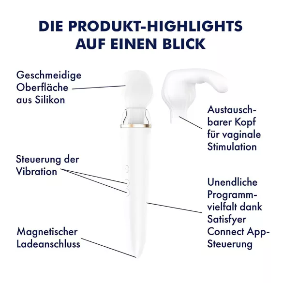 Satisfyer Double Wand-er - app-gestuurde massagevibrator (wit)