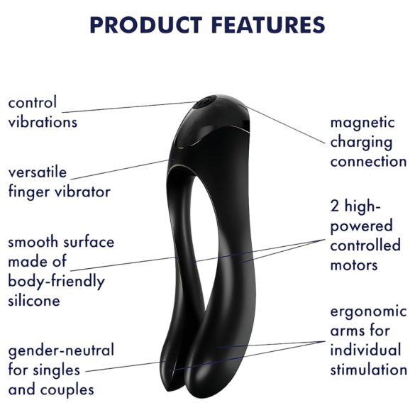 Satisfyer Candy Cane - oplaadbare waterproof vibrator met twee armen - zwart