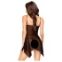 Penthouse - babydoll set - rozenprint - zwart - L/XL