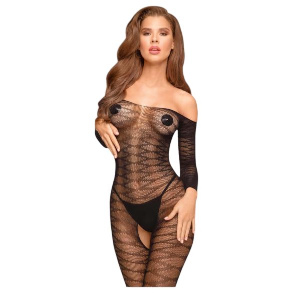 Penthouse Dreamy Diva - catsuit dames - zigzag patroon - zwart - XL