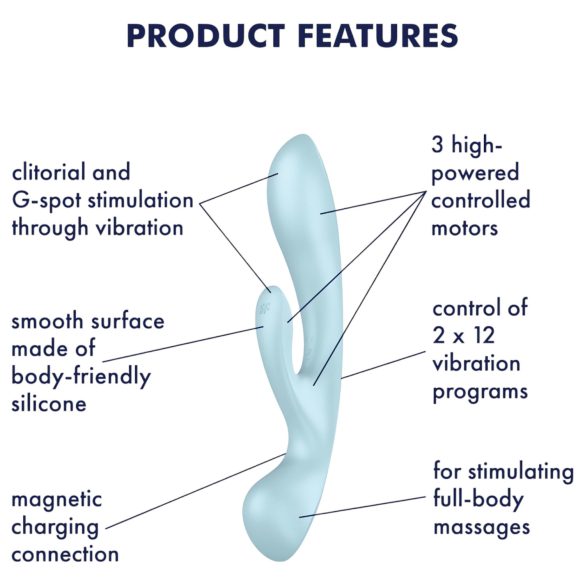 Satisfyer Triple Oh - vibrator met clitorisstimulator - oplaadbaar - blauw