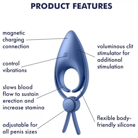 Satisfyer Sniper - vibrerende oplaadbare penisring - blauw