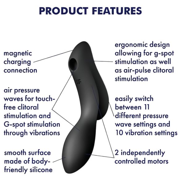 Satisfyer Curvy Trinity 2 - luchtdruk vibrator en stimulator - zwart