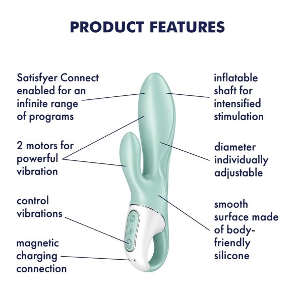 Satisfyer - vibrerende luchtdruk vibrator met oortjes - oplaadbaar - mint