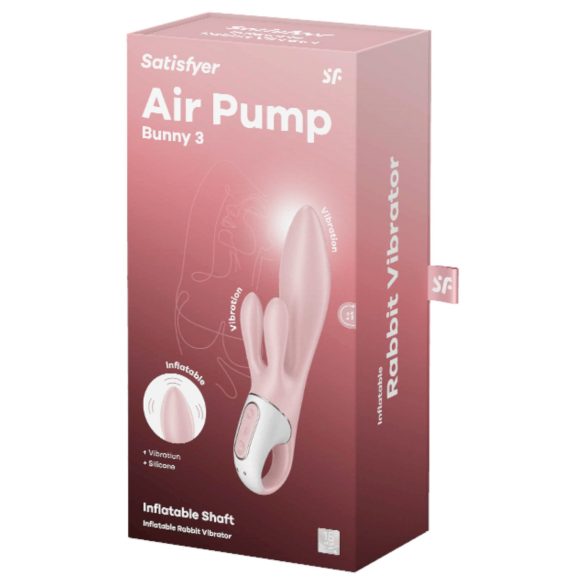 Satisfyer Air Pump Bunny 3 - opblaasbare vibrator - roze